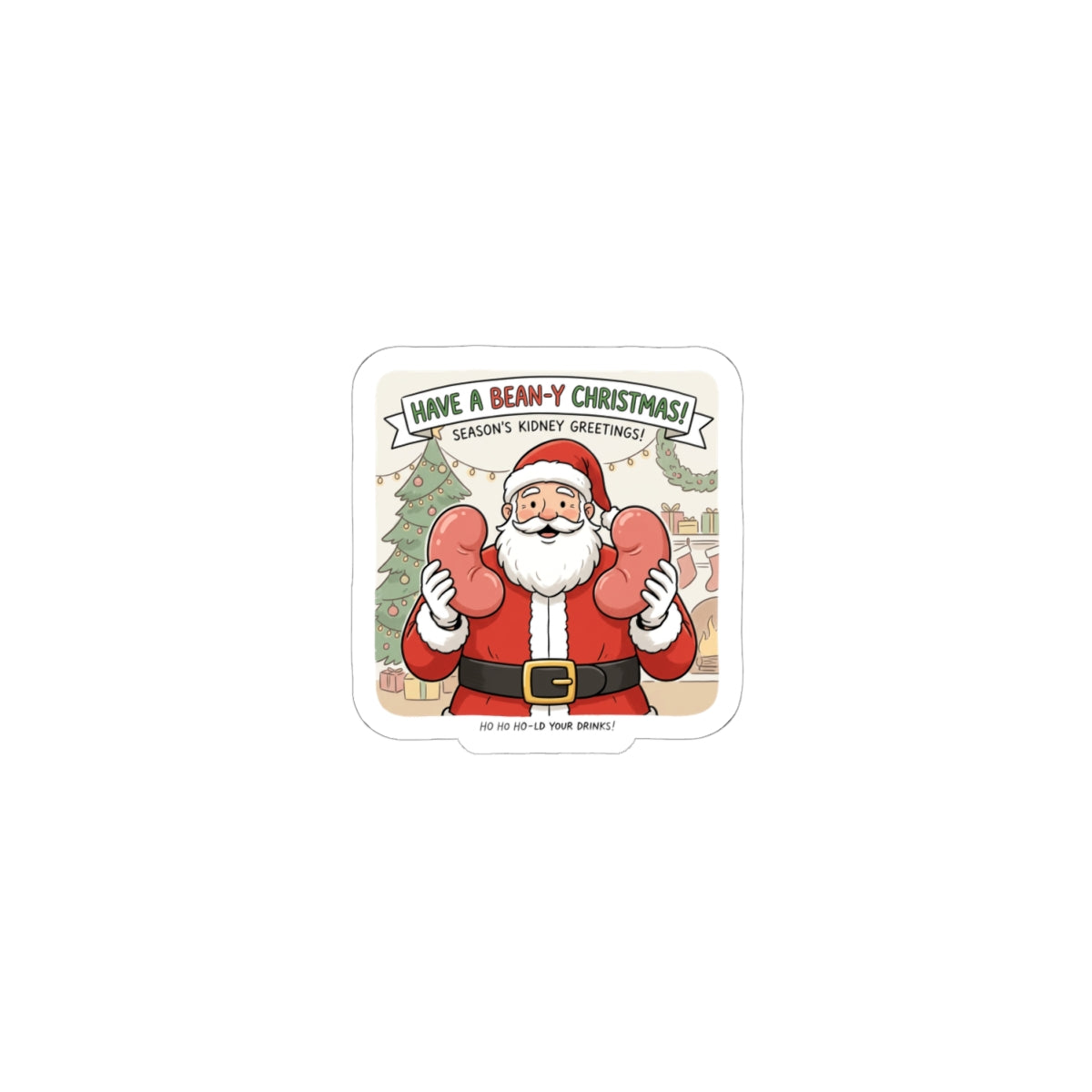 Santa Boxing Holiday Sticker — 'Have a Beany Christmas' Kiss-Cut Sticker