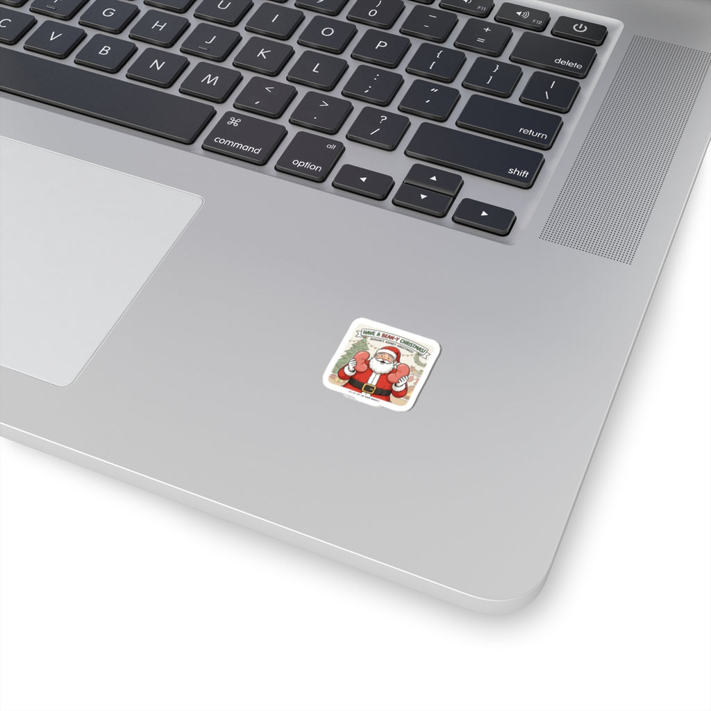 Santa Boxing Holiday Sticker — 'Have a Beany Christmas' Kiss-Cut Sticker