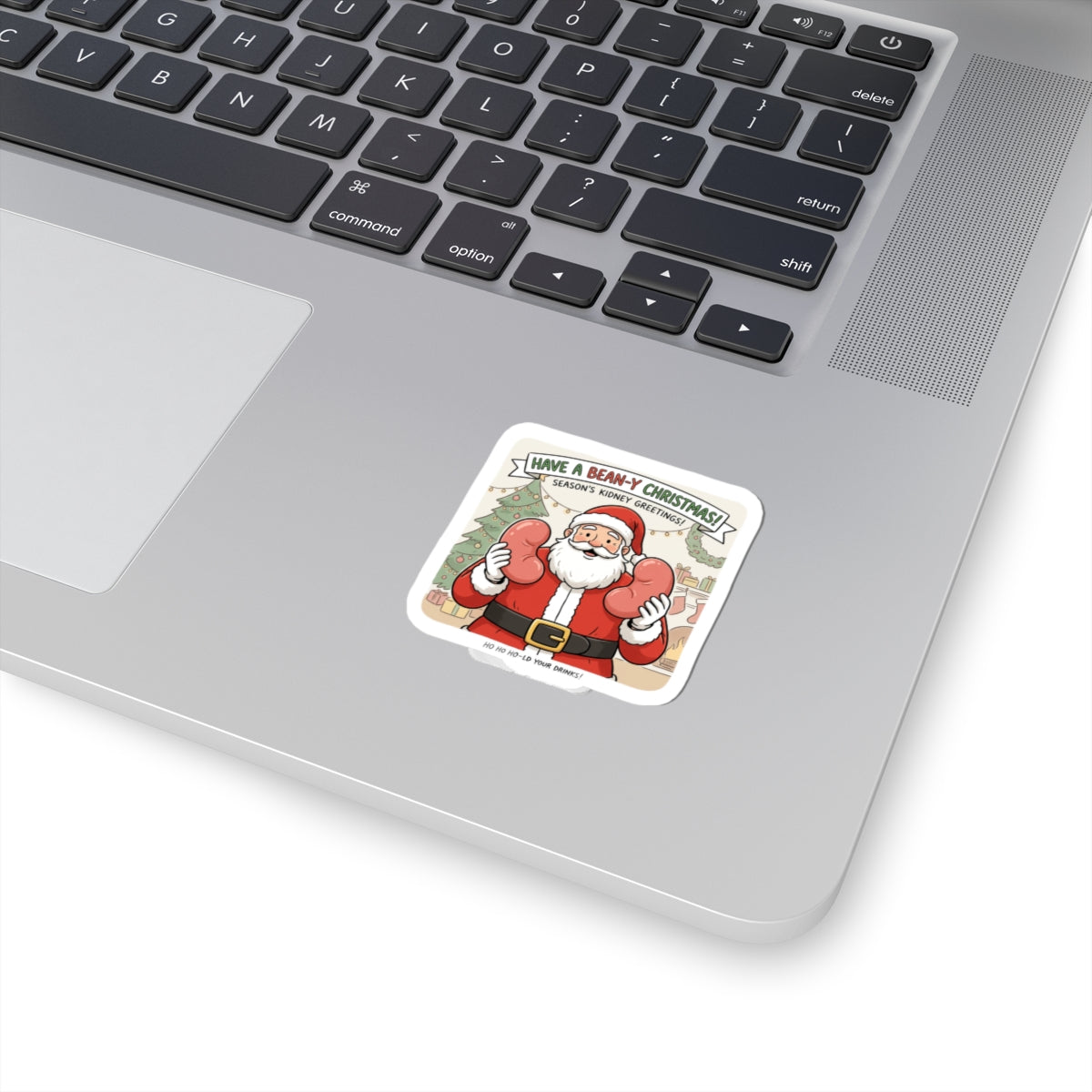 Santa Boxing Holiday Sticker — 'Have a Beany Christmas' Kiss-Cut Sticker