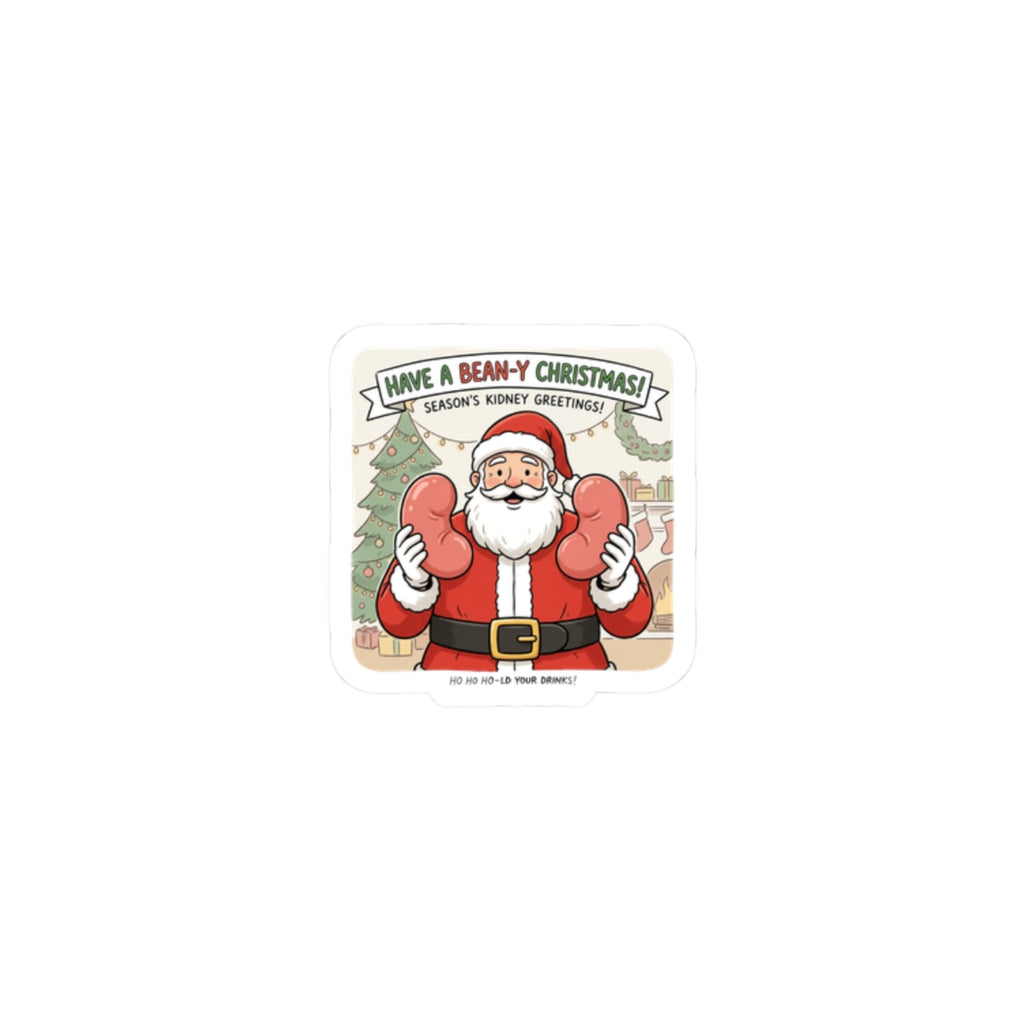 Santa Boxing Holiday Sticker — 'Have a Beany Christmas' Kiss-Cut Sticker