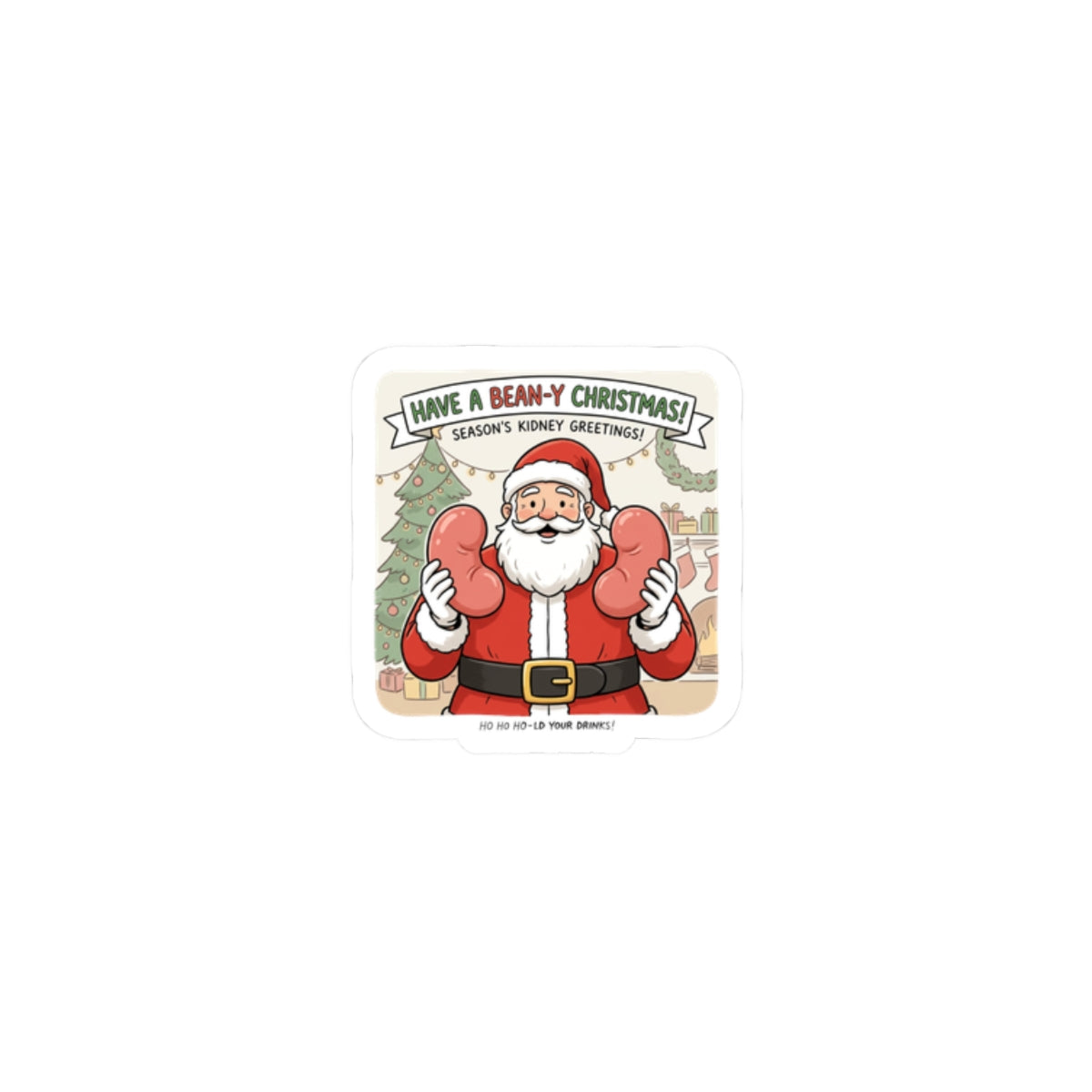 Santa Boxing Holiday Sticker — 'Have a Beany Christmas' Kiss-Cut Sticker