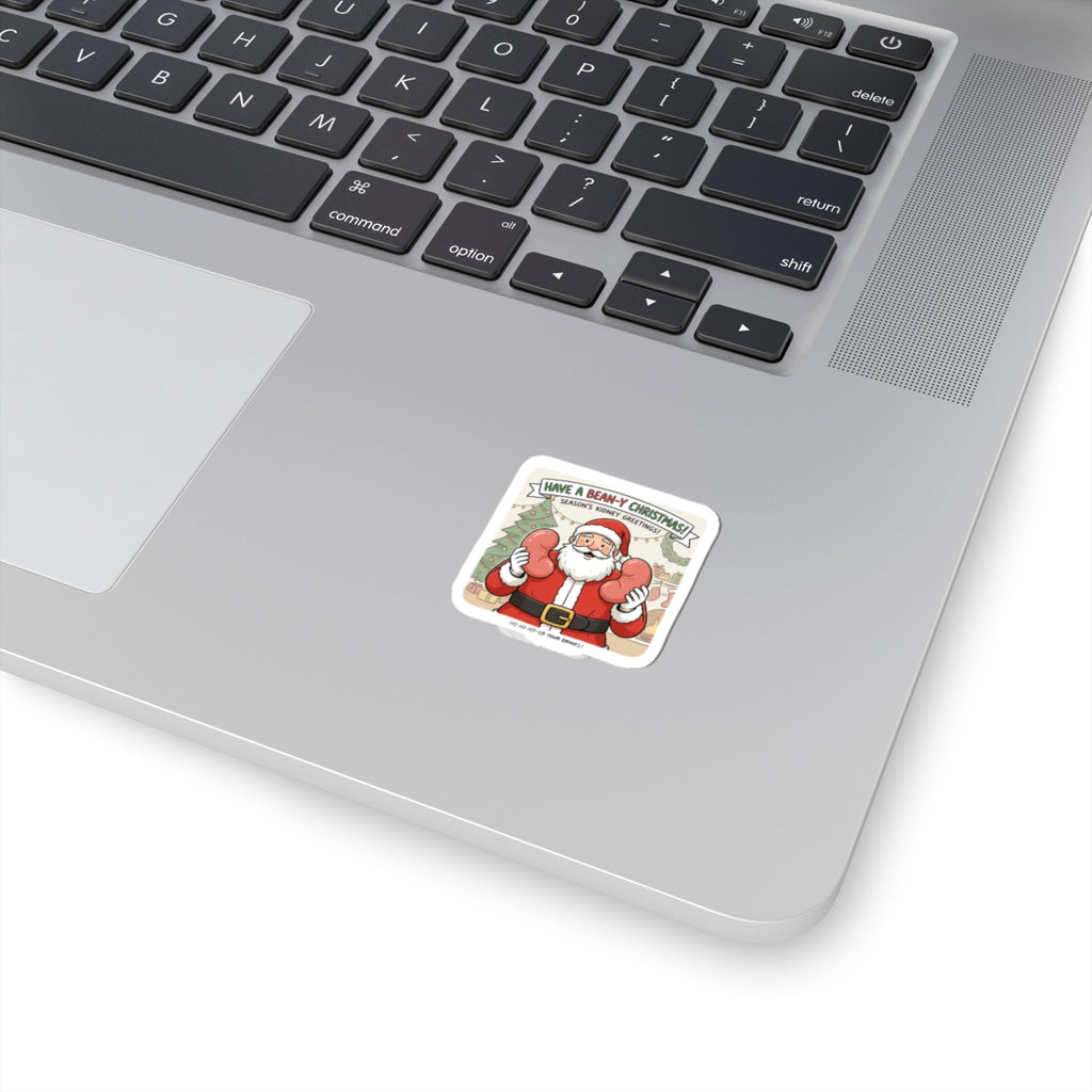 Santa Boxing Holiday Sticker — 'Have a Beany Christmas' Kiss-Cut Sticker